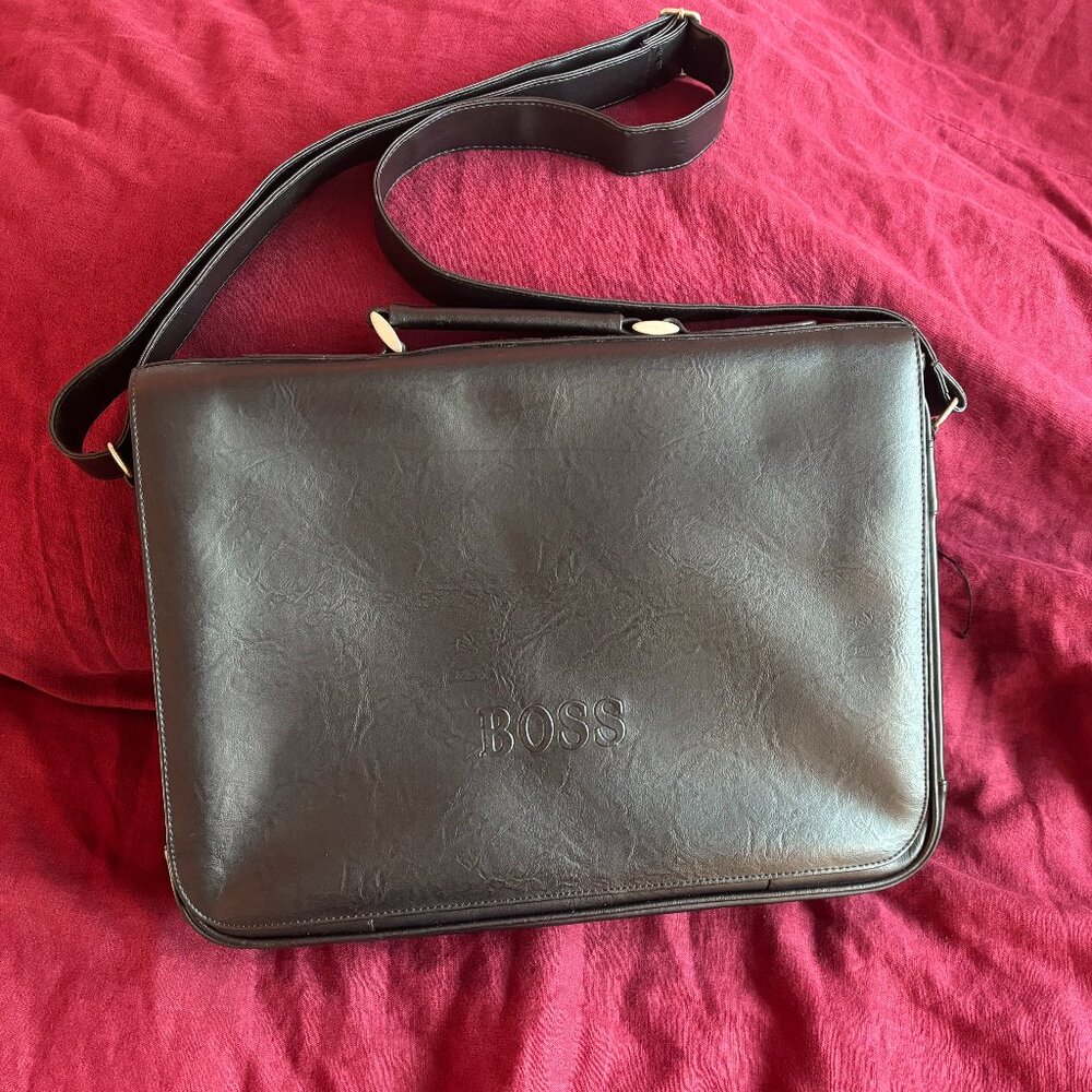 Hugo Boss Leather Messenger Bag